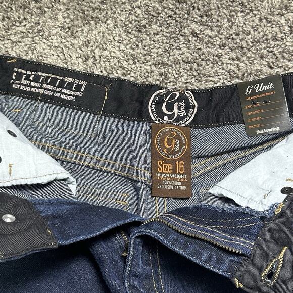 Y2K Vintage G Unit Heavy Weight Baggy Wide Leg Dark Wash Jeans SZ 16 NEW W TAGS - Picture 7 of 8